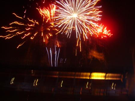 Feux d'artifice sur le stade